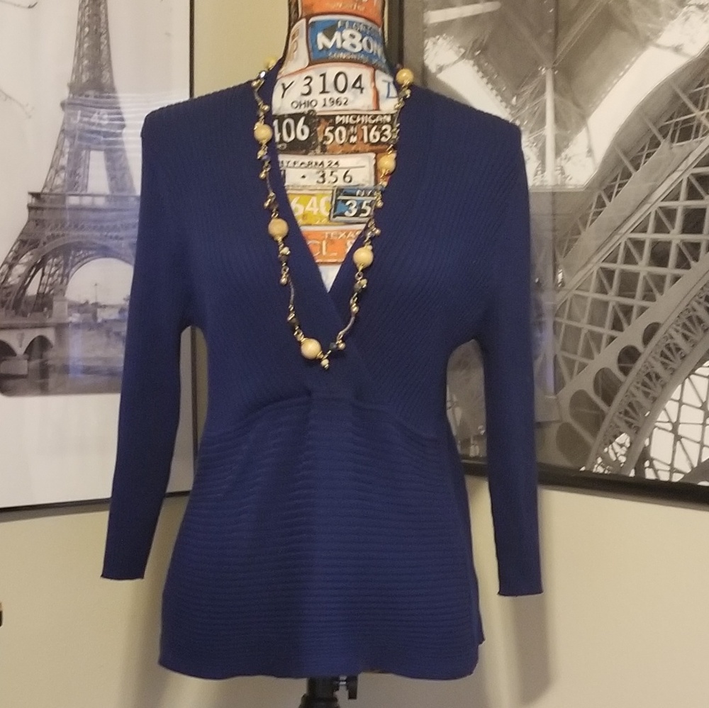 August Silk navy silk sweater
